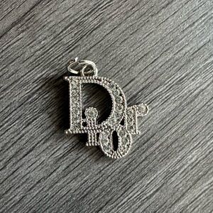 Dior Charms (two) – Authentic Silver Color Dior Crystal Charm & Round Dior Charm